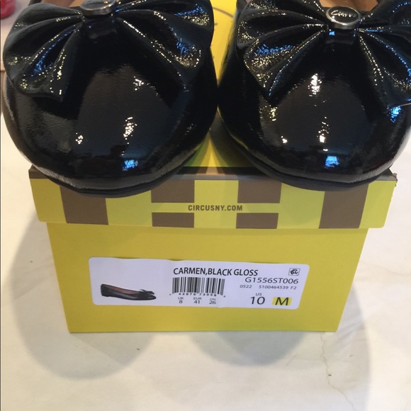 Circus NY x Sam Edelman ‘Carmen’ Black Gloss Flats In burgundy patent  10M - Picture 7 of 9